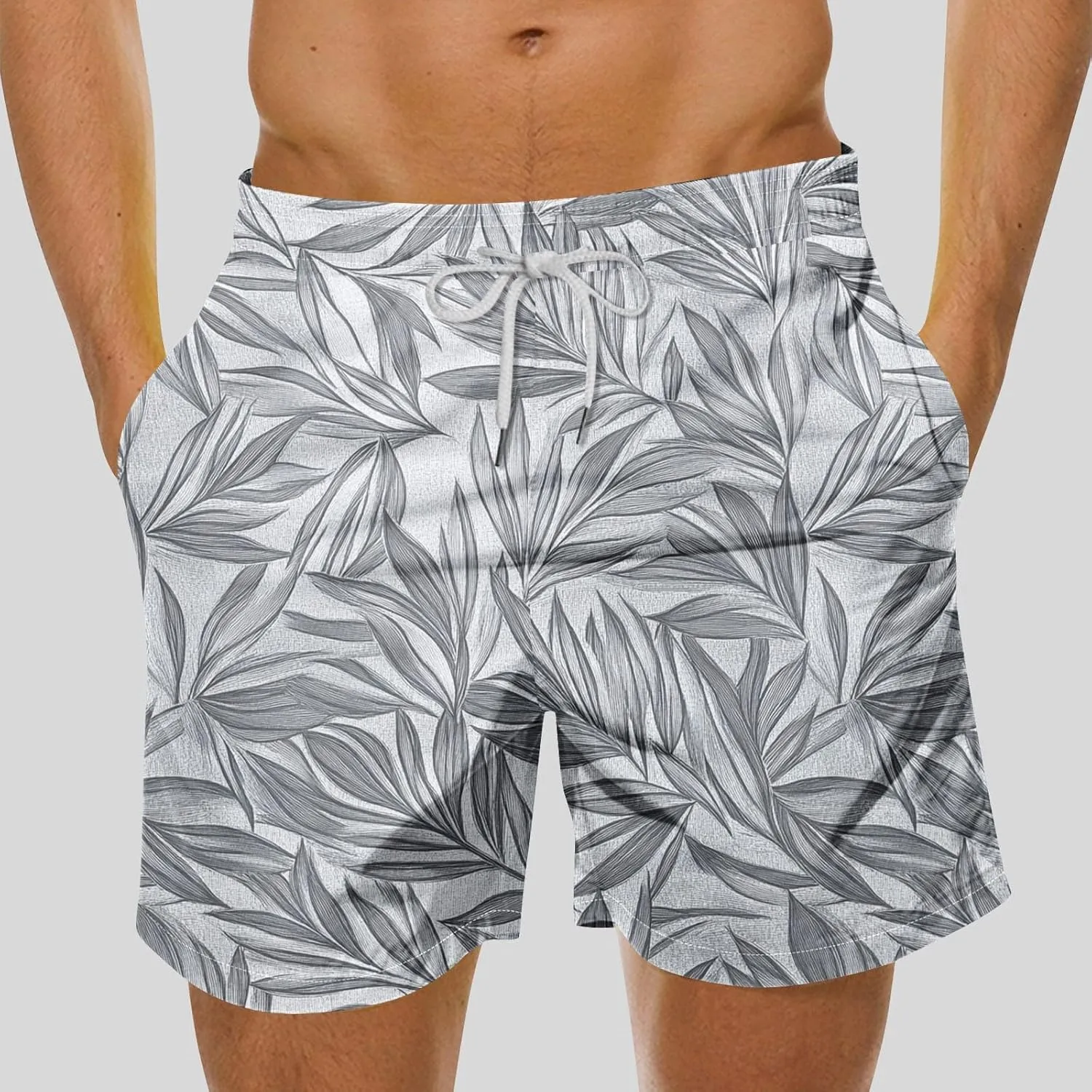 Mens Board Shorts Swimwear Summer Beach Hawaii Graphic Stretch Swim Trunks Elastic Drawstring Waist Bermuda Shorts
