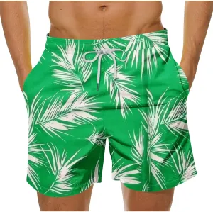 Mens Board Shorts Swimwear Summer Beach Hawaii Graphic Stretch Swim Trunks Elastic Drawstring Waist Bermuda Shorts