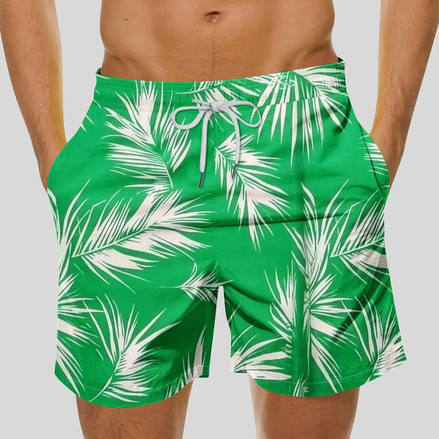 Mens Board Shorts Swimwear Summer Beach Hawaii Graphic Stretch Swim Trunks Elastic Drawstring Waist Bermuda Shorts