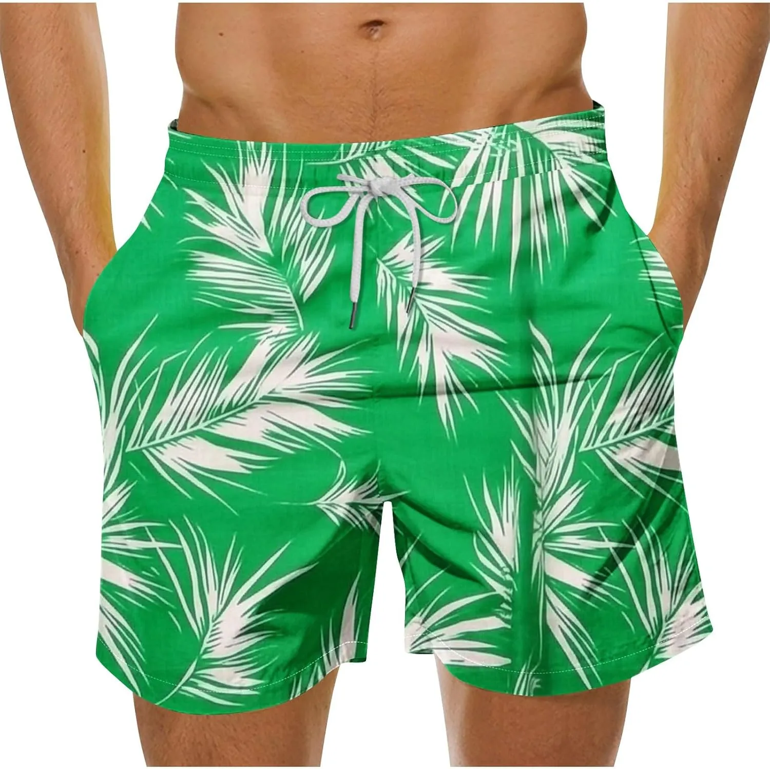 Mens Board Shorts Swimwear Summer Beach Hawaii Graphic Stretch Swim Trunks Elastic Drawstring Waist Bermuda Shorts