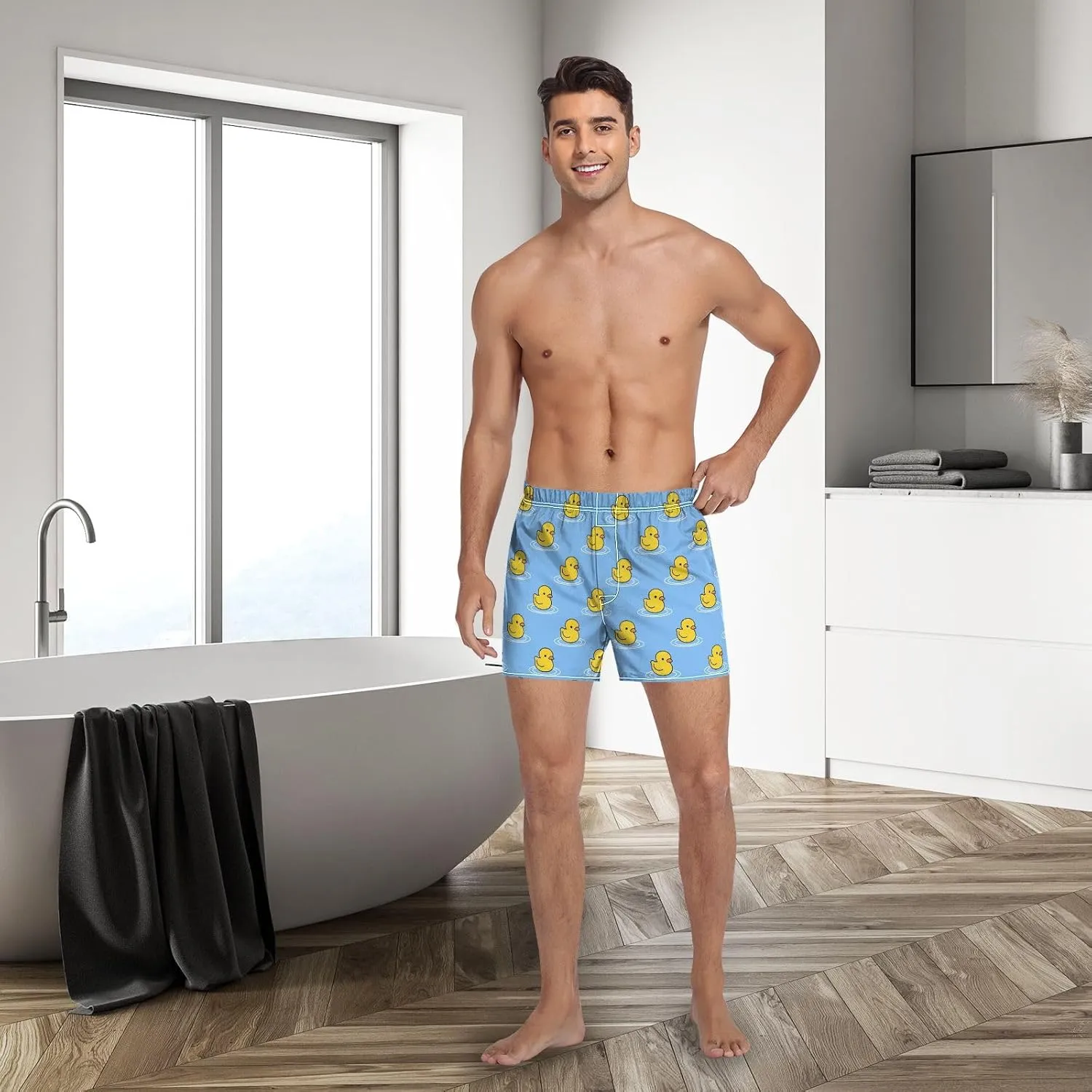Men's Boxer Shorts Soft Breathable Woven Boxer Briefs Underwear Button Fly S-XXL