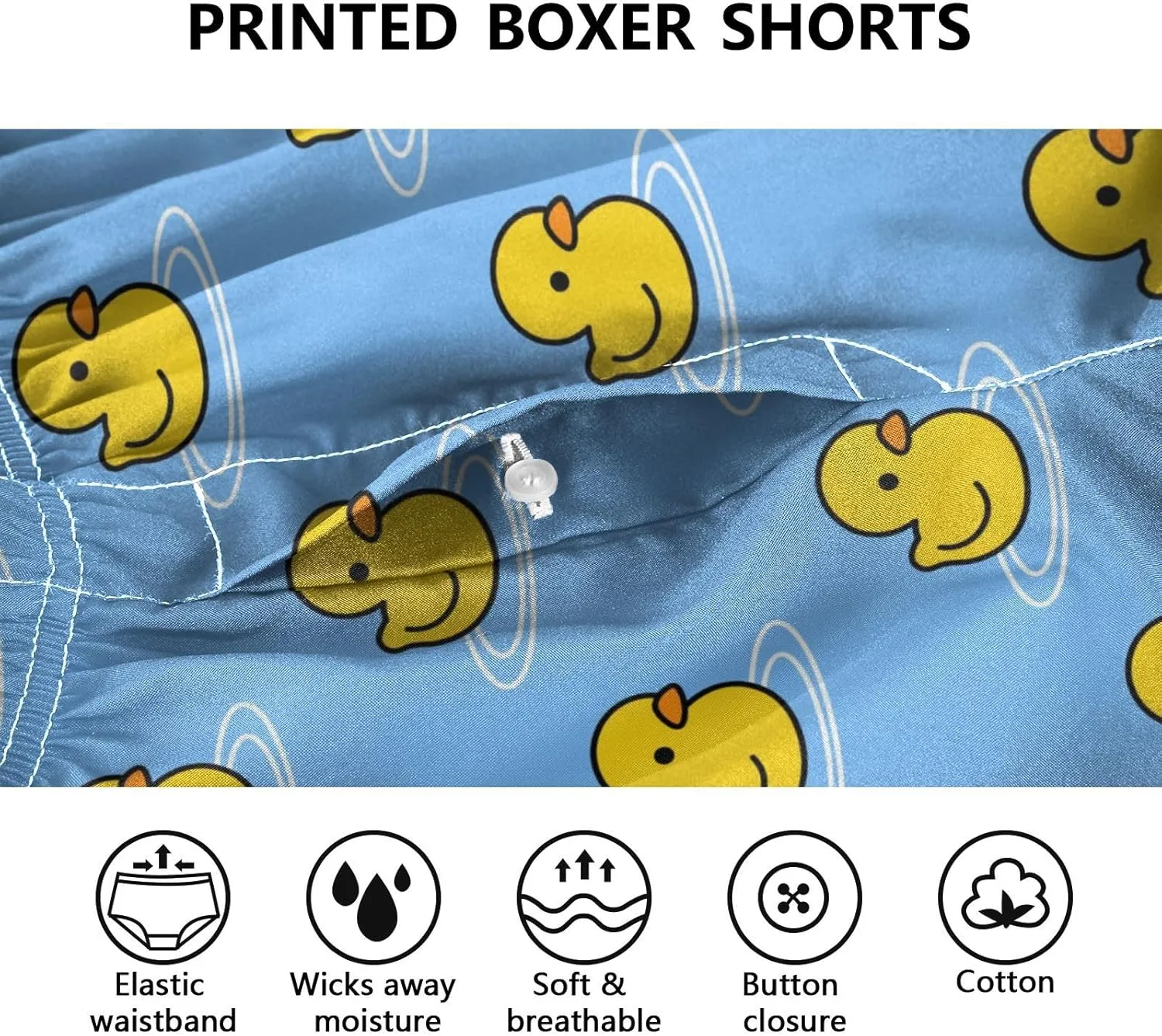 Men's Boxer Shorts Soft Breathable Woven Boxer Briefs Underwear Button Fly S-XXL