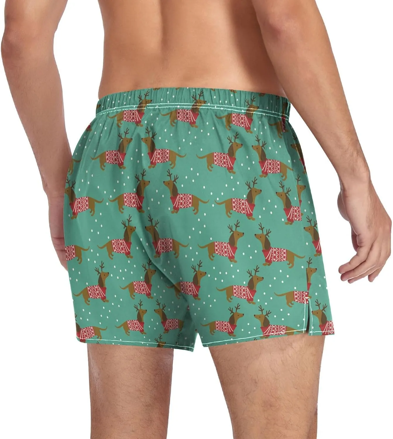 Men's Boxer Shorts, Soft Breathable Woven Boxer Briefs Underwear Button Fly