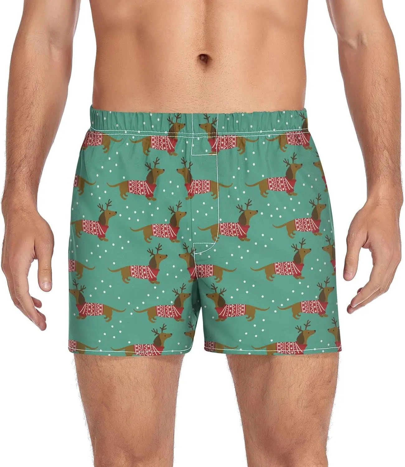 Men's Boxer Shorts, Soft Breathable Woven Boxer Briefs Underwear Button Fly
