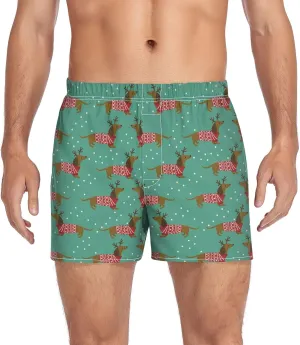 Men's Boxer Shorts, Soft Breathable Woven Boxer Briefs Underwear Button Fly