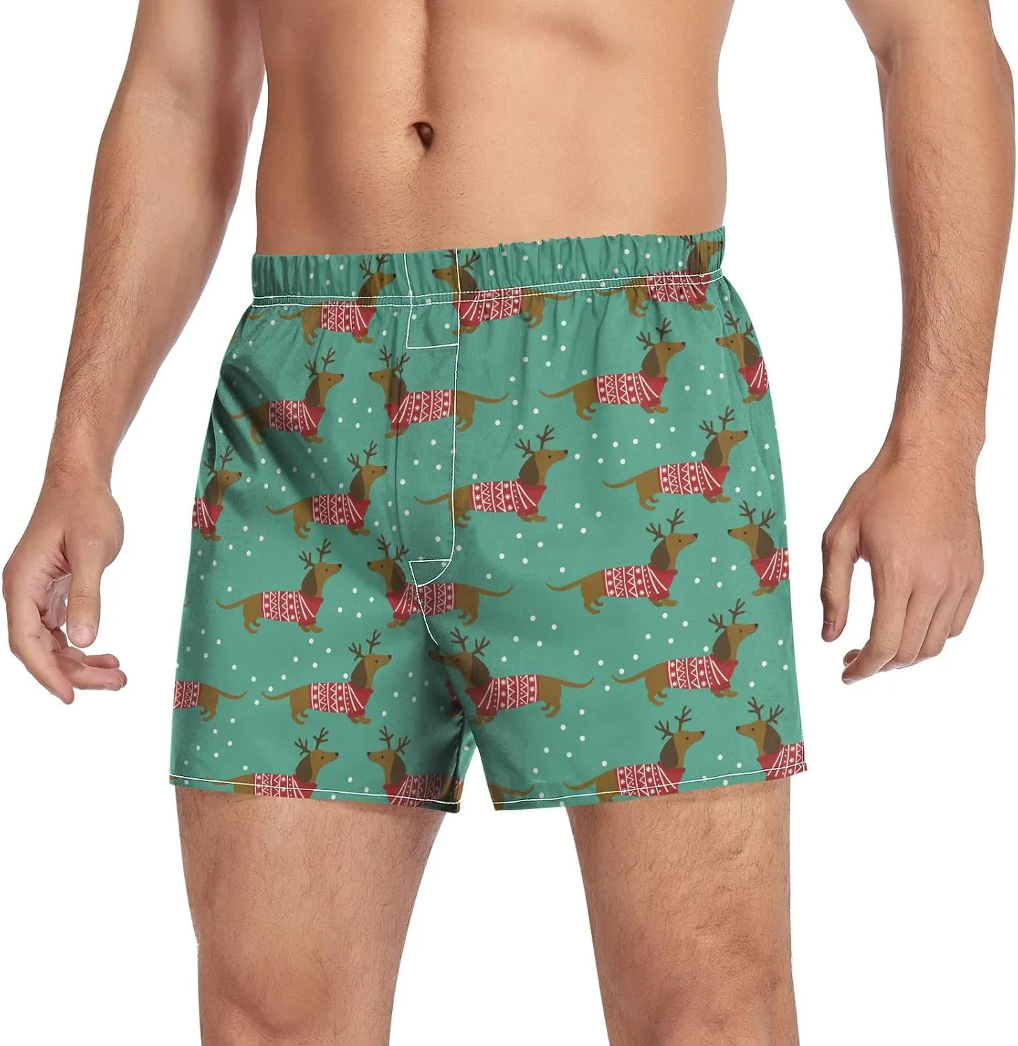 Men's Boxer Shorts, Soft Breathable Woven Boxer Briefs Underwear Button Fly