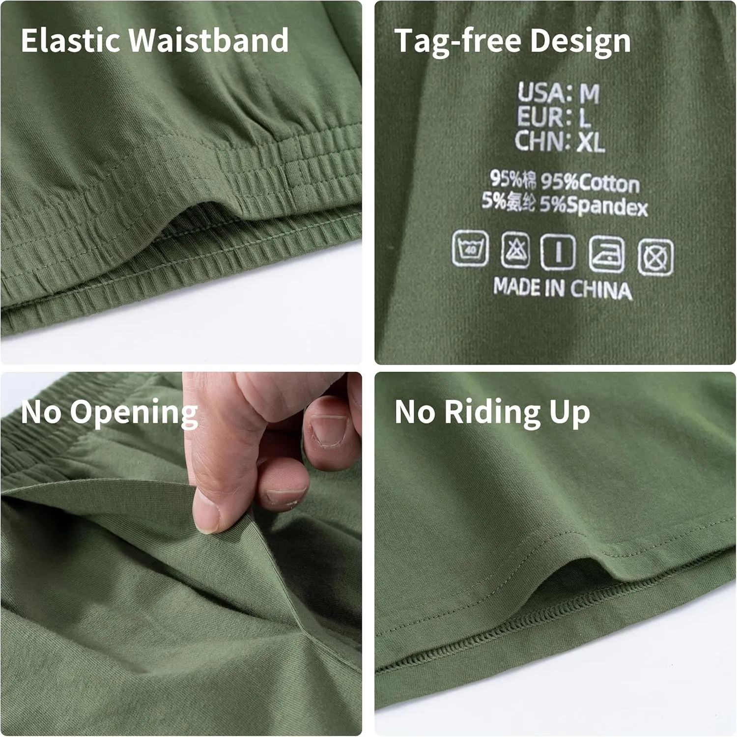 Men's Boxers Underwear, Moisture-wicking Cotton Boxers, Tagless Design with ComfortFlex Waistband, 6-Pack