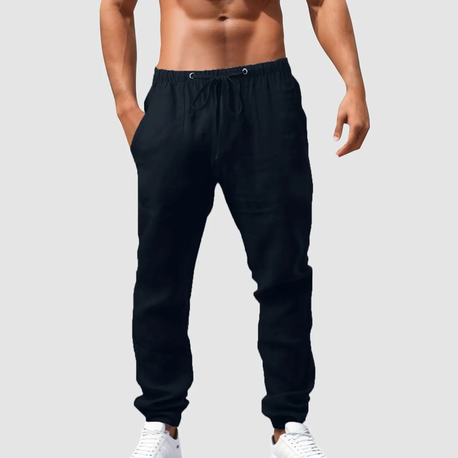 Men's Cargo Combat Work Pant Running Workout Jogger Plus Size Sweatpant Baggy Open Hem Drawstring Waist Pants