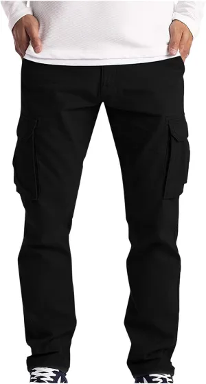 Mens Cargo Work Pants Casual Cotton Stretchy Elasticated Waist Pant Sweatpants Joggers Gym Sports Yoga Pants