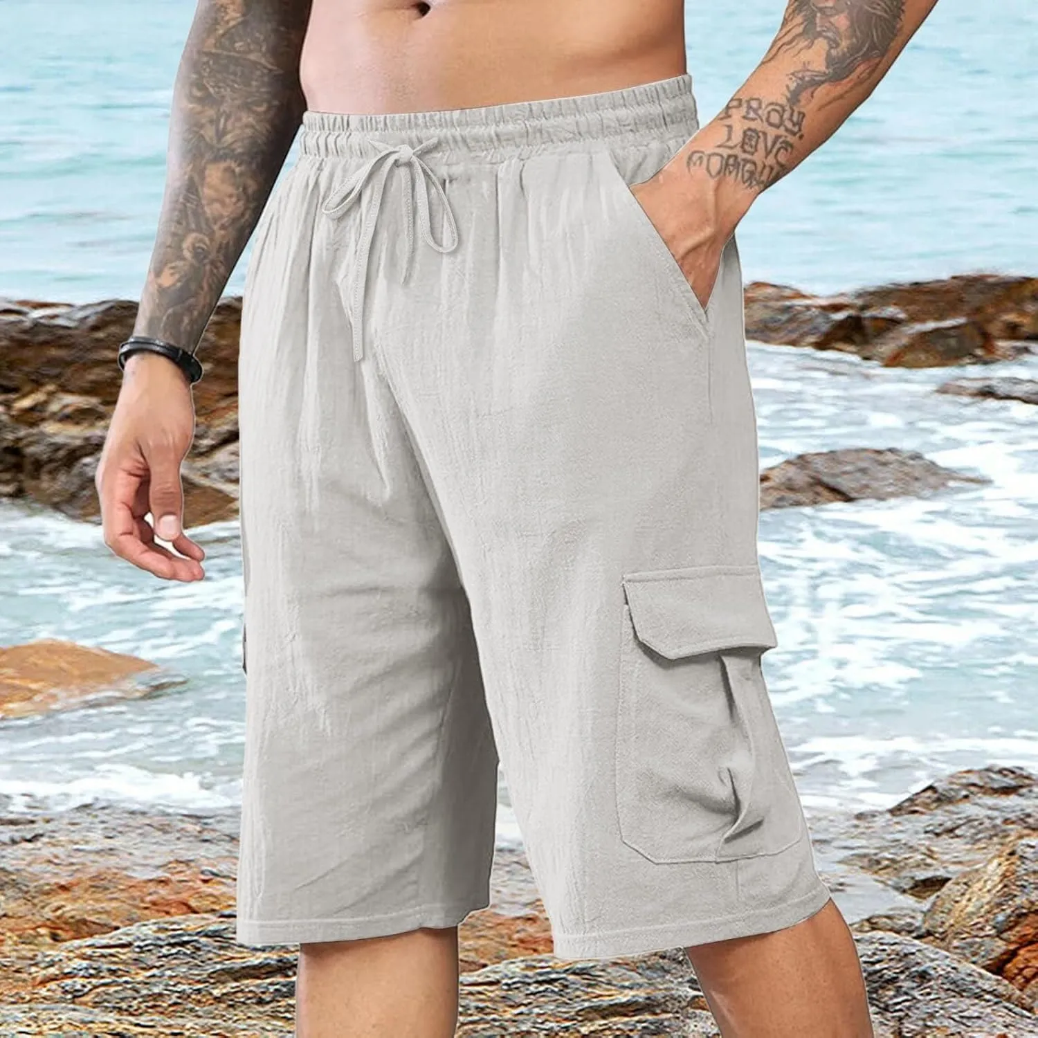 Men's Golf Shorts Stretch Hiking Cargo Shorts Athletic Quick Dry Casual Work Shorts with Pockets 10" Casual Classic Shorts
