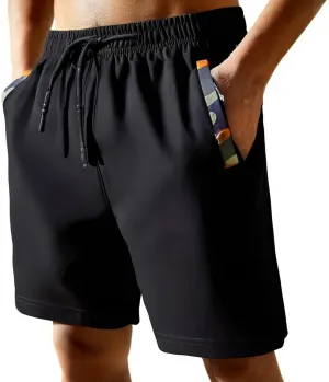 Men's Iced Active Shorts Breathable Ultra Stretch Lightweight Ice Silk Shorts Quick Drying Athletic Short with Zipper