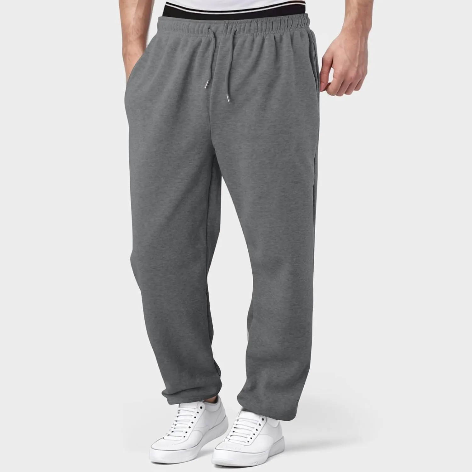 Mens Lightweight Jogging Pant Pockets Track Work Joggers Loose Fit Sport Casual Sweatpant Summer Long Pants