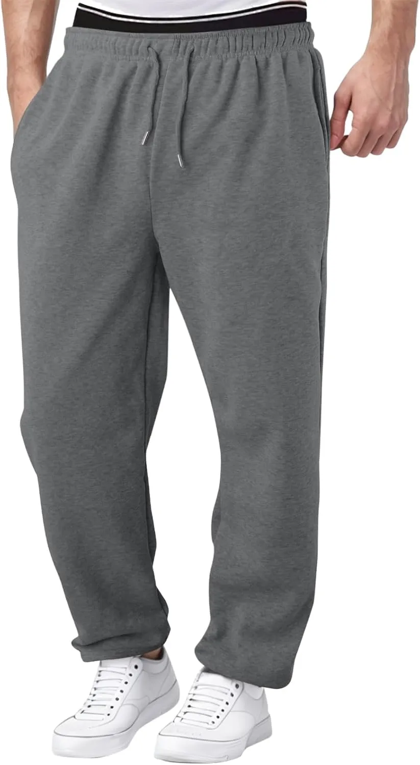 Mens Lightweight Jogging Pant Pockets Track Work Joggers Loose Fit Sport Casual Sweatpant Summer Long Pants