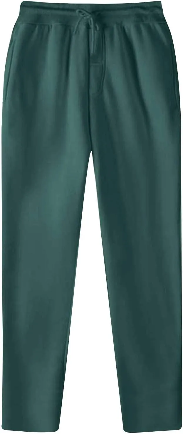 Men's Loose Fit Sweatpants Lightweight Soild Color Drawstring Sport Trousers Straight Leg Lounge Pants with Pockets