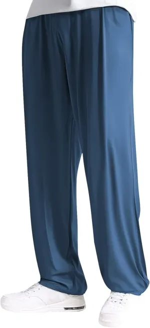 Mens Lounge Pants Plus Size Soft Lightweight Drawstring Waist Straight Leg Slacks Plain Loose Loungewear with Pockets