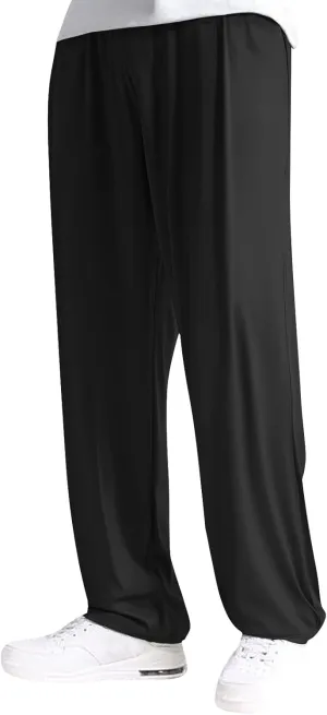 Mens Lounge Pants Plus Size Soft Lightweight Drawstring Waist Straight Leg Slacks Plain Loose Loungewear with Pockets