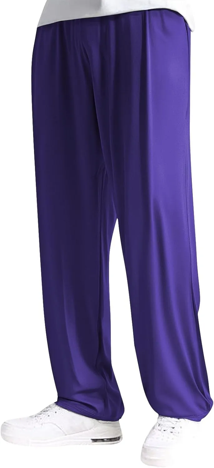 Mens Lounge Pants Plus Size Soft Lightweight Drawstring Waist Straight Leg Slacks Plain Loose Loungewear with Pockets