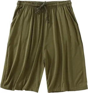 Mens Lounge Shorts Plus Size Pajama Short Plain Summer Lightweight Casual Shorts Drawstring Slacks Pants Loungewear