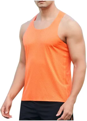 Men's Mesh Breathable Workout Tank Tops, Lightweight Quick Dry Sports Training Sleeveless Shirts Fashion Racerback Tees