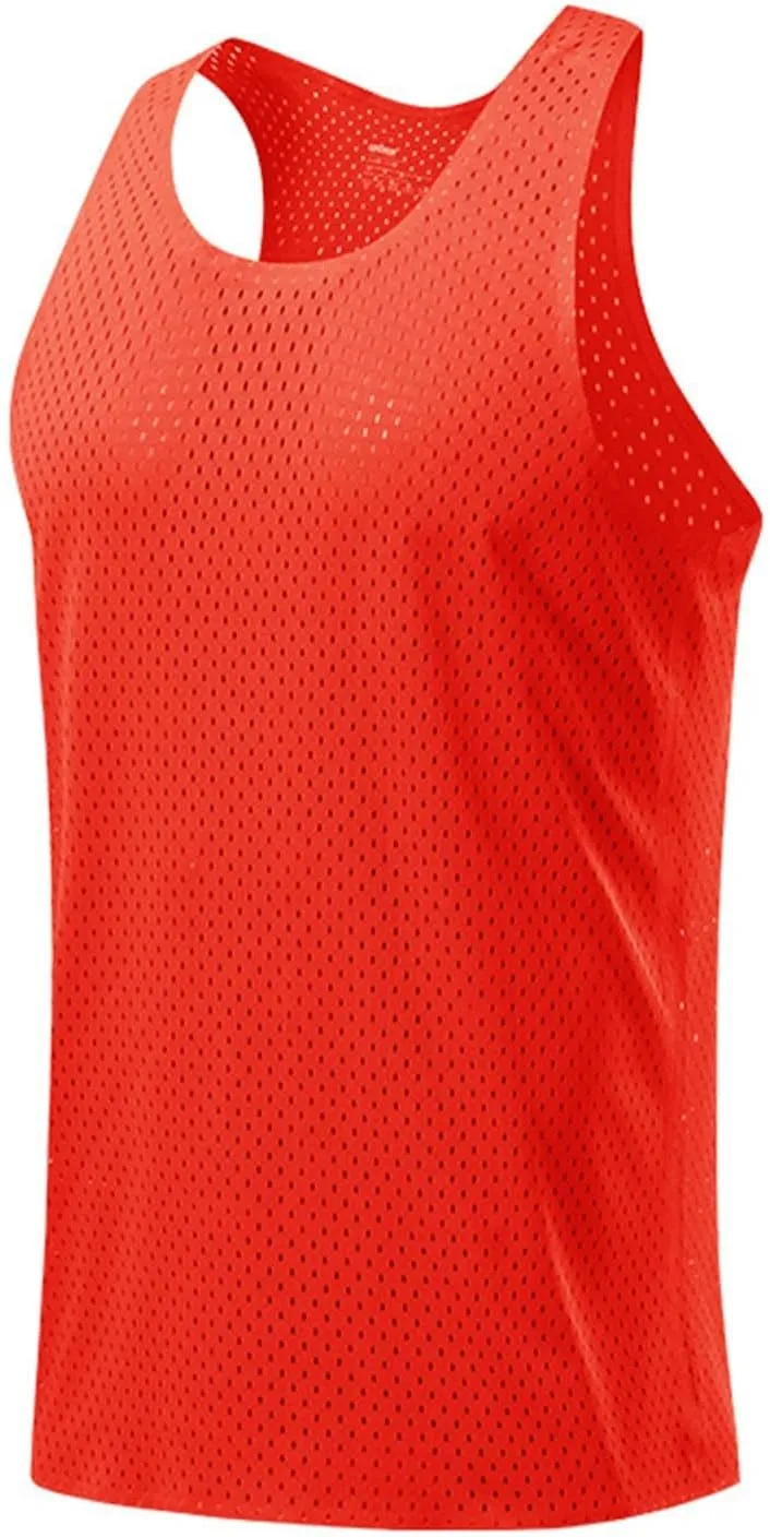 Men's Mesh Breathable Workout Tank Tops, Lightweight Quick Dry Sports Training Sleeveless Shirts Fashion Racerback Tees