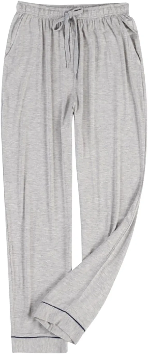 Men's Modal Sleepwear Pants Casual Home Solid Color Soft Comfy Lounge Pant Lightweight Loose Wide Leg Sleep Loung