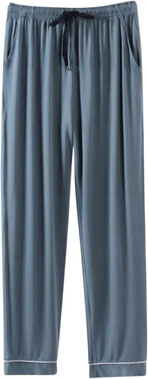Men's Modal Sleepwear Pants Casual Home Solid Color Soft Comfy Lounge Pant Lightweight Loose Wide Leg Sleep Loung