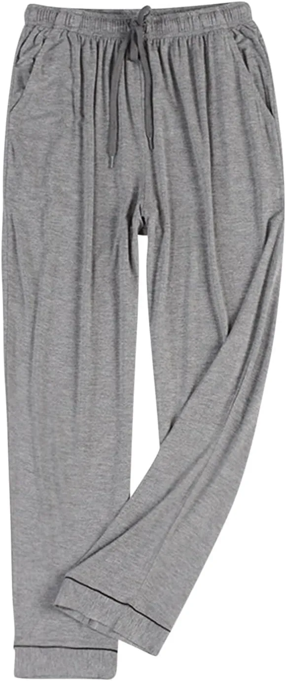Mens Pajamas Bottom Plus Size Trousers Pants for Man Soft Rayon Thin Striped Basic Pajama Long Leg Lounge Pants Y2K
