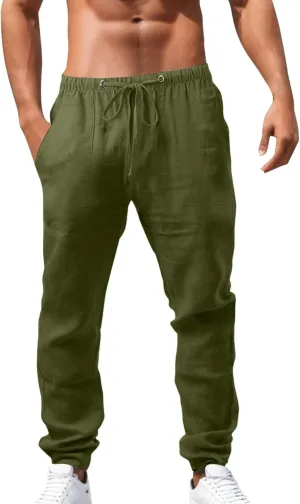 Men's Pants Casual Breathable Joggers Workout Running Gym Sweatpant Drawstring Waist Cargo Work Pant