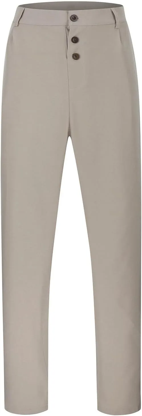 Mens Pleated Front Casual Work Pants Wrinkle-Free Regular Fit Work Dress Pants Big and Tall Stretch Chinos Trousers