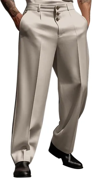 Mens Pleated Front Casual Work Pants Wrinkle-Free Regular Fit Work Dress Pants Big and Tall Stretch Chinos Trousers