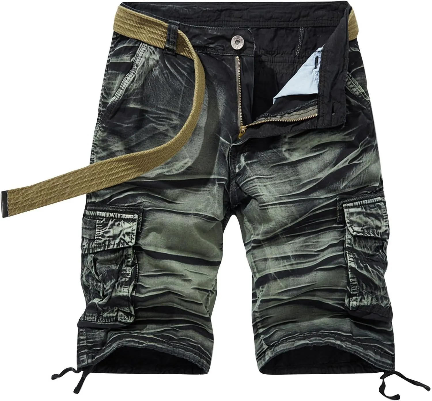 Men's Printed Iced Active Shorts Quick Drying Breathable Athletic Ice Silk Shorts Ultra Stretch Workout Running Short