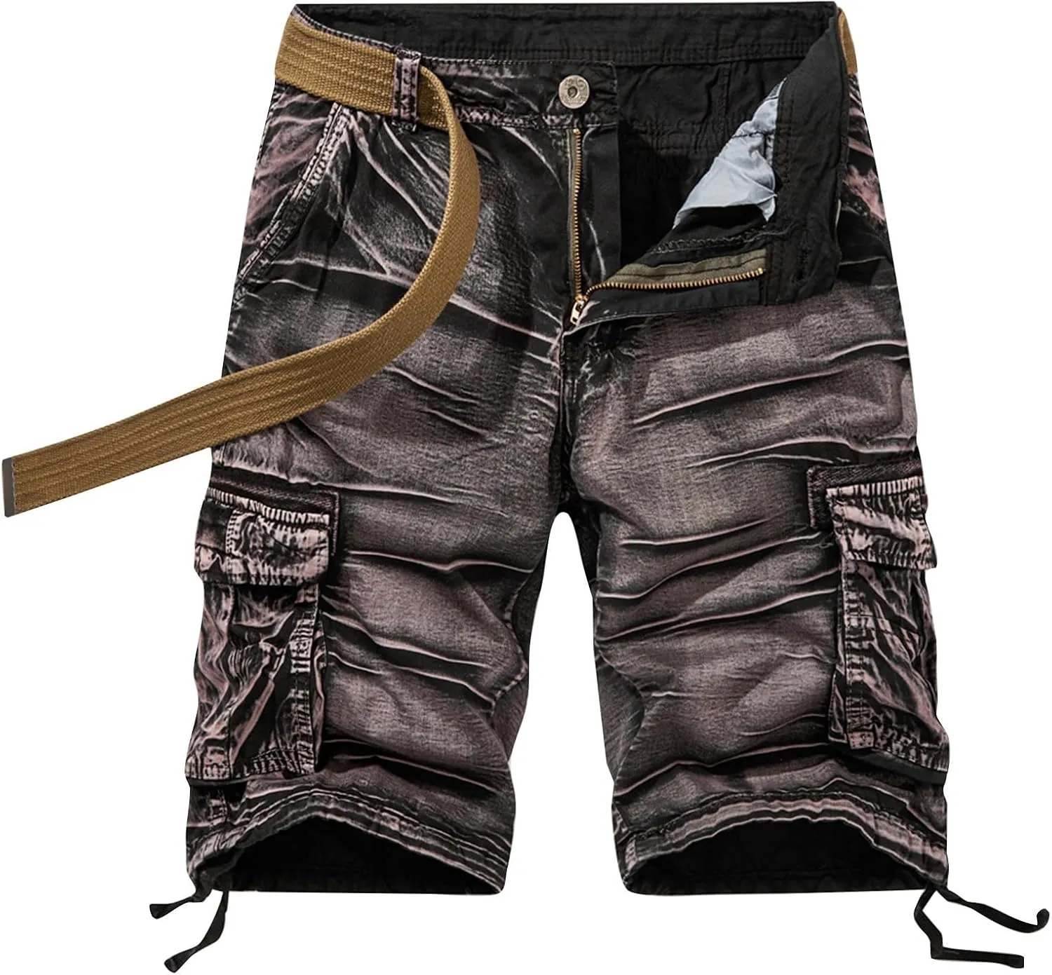 Men's Printed Iced Active Shorts Quick Drying Breathable Athletic Ice Silk Shorts Ultra Stretch Workout Running Short