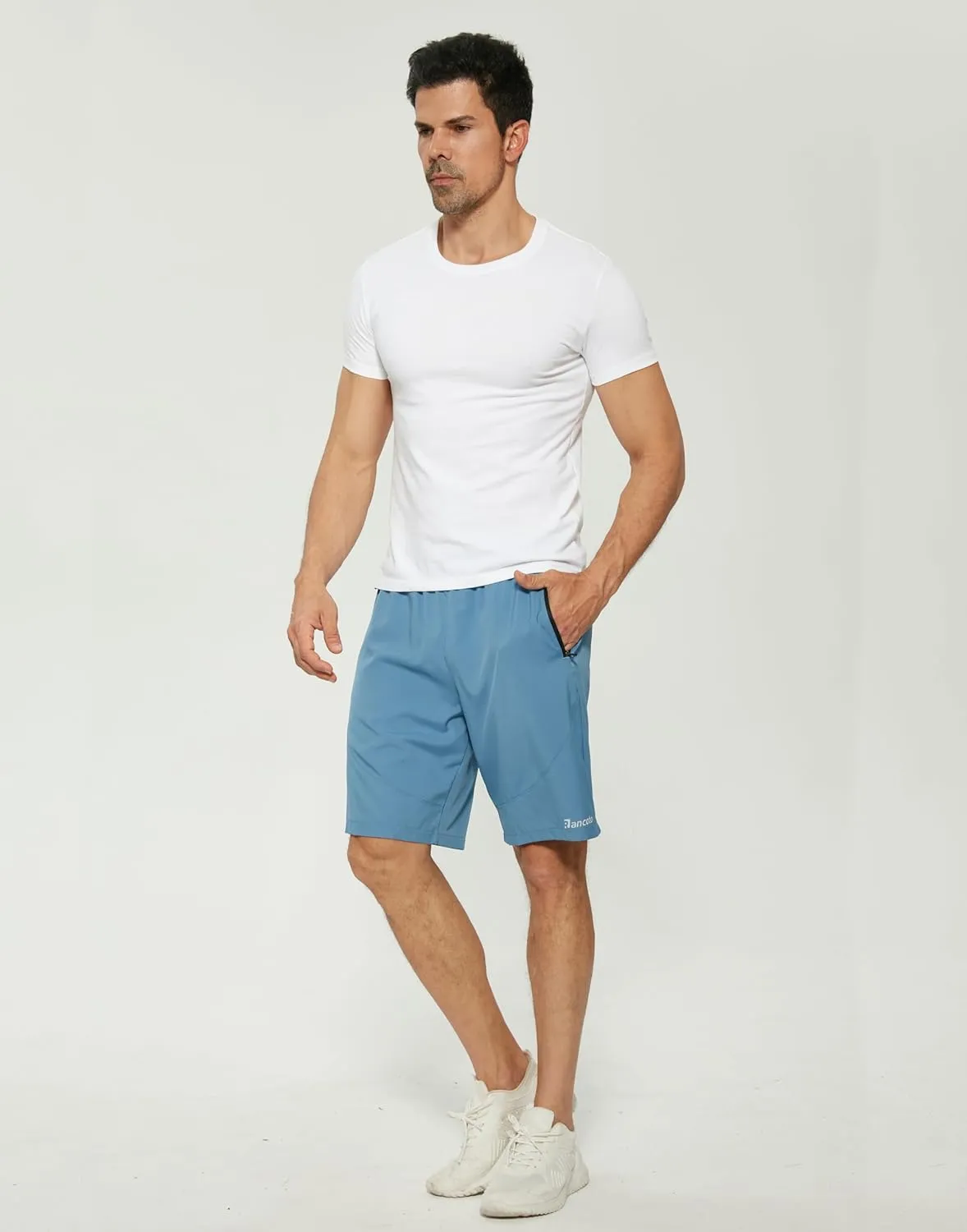 Men's Running Shorts with Zipper Pockets Lightweight Workout Shorts for Men Athletic Gym Casual