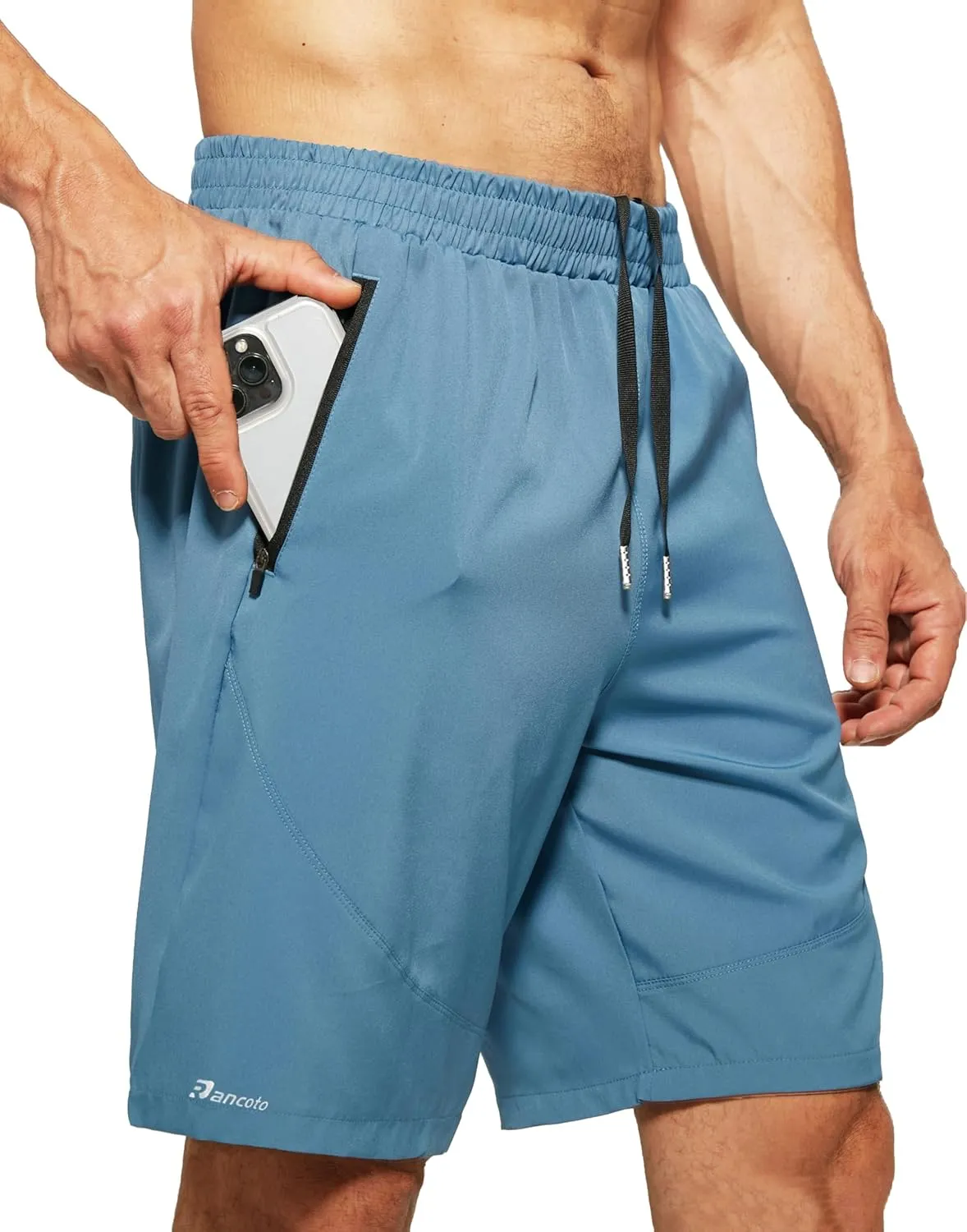 Men's Running Shorts with Zipper Pockets Lightweight Workout Shorts for Men Athletic Gym Casual