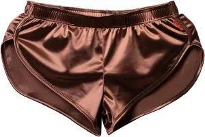 Mens Satin Boxer Briefs Silk Boxers with Pouch Lounge Shorts Split Side Pajama Bottoms Running Sweatshorts