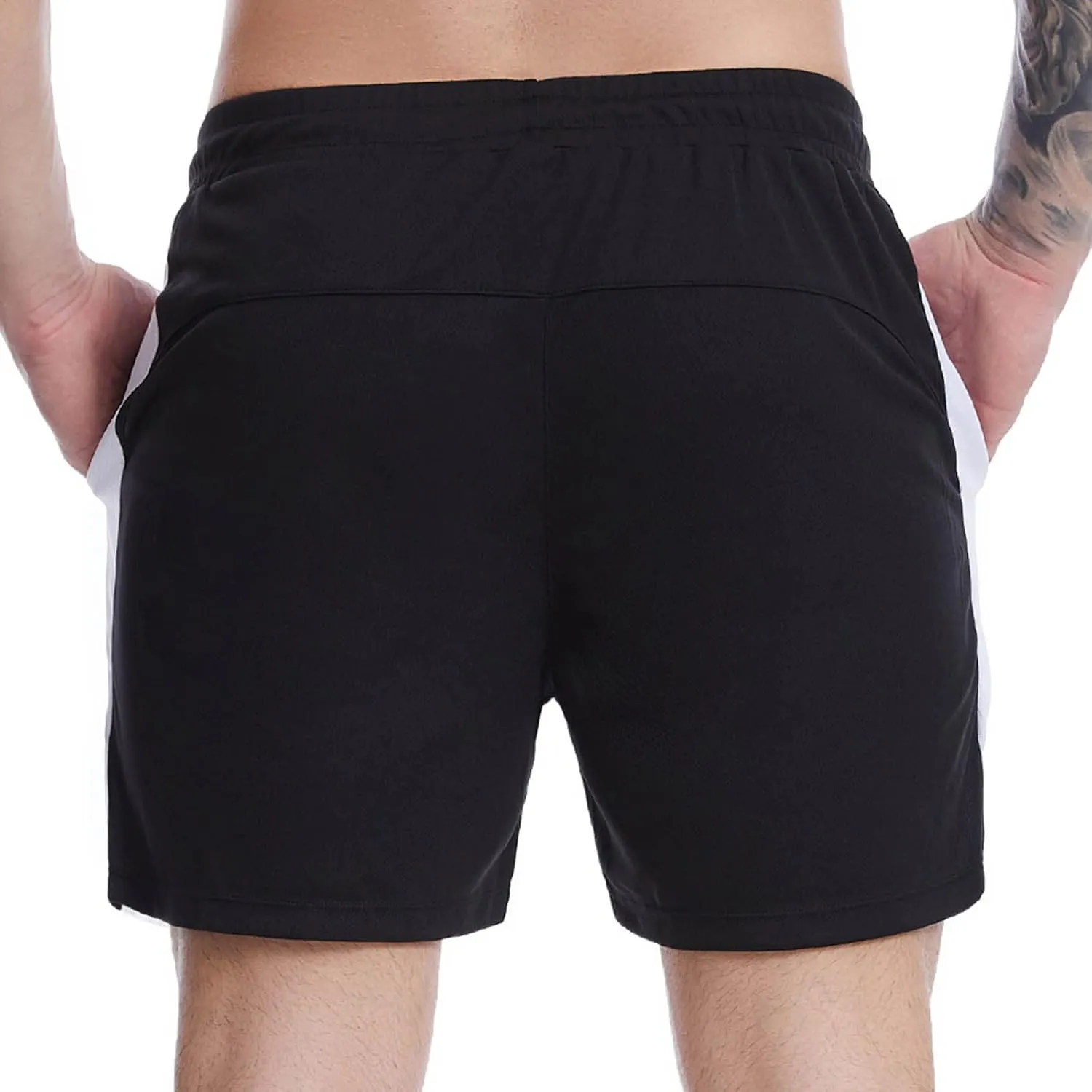 Mens Shorts Men's Patchwork Gym Workout Shorts Running Shorts Quick Dry Loose Training Shorts with Zipper Pockets