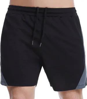 Mens Shorts Men's Patchwork Gym Workout Shorts Running Shorts Quick Dry Loose Training Shorts with Zipper Pockets