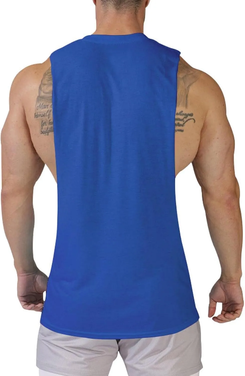 Men's Solid Color Cut Off Muscle Tank Tops, Gym Classic Bodybuilding Sleeveless Workout Shirts Quick Dry Training Tees