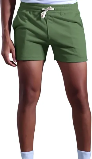 Mens Stretch Cotton Basic Athletic Running Shorts Quick Dry 5 Inches Gym Workout Shorts Training Sports Short Pants
