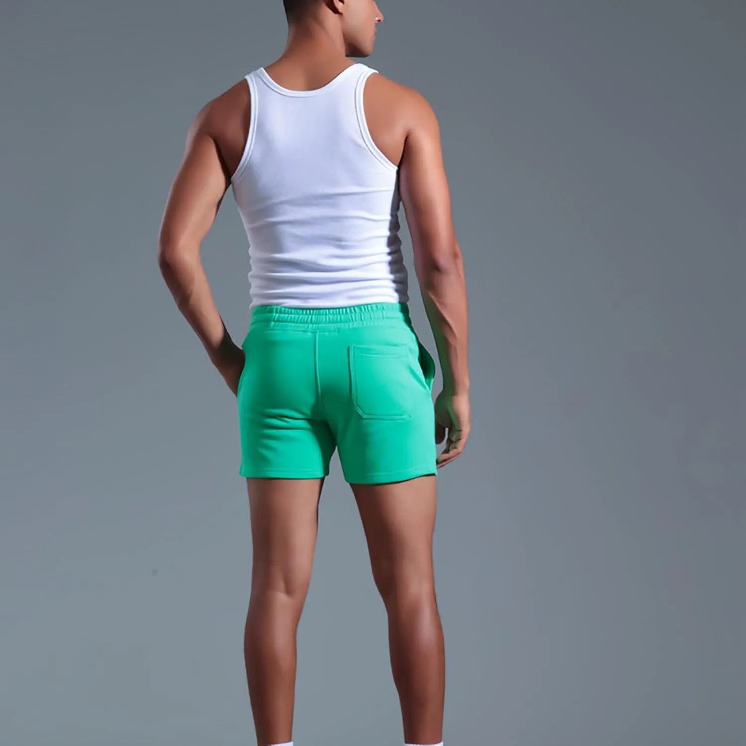 Mens Stretch Cotton Basic Athletic Running Shorts Quick Dry 5 Inches Gym Workout Shorts Training Sports Short Pants
