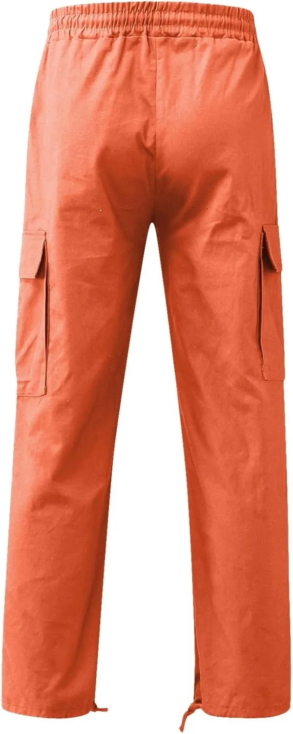 Men's Sweatpants Open Bottom Stretch Drawstring Elastic Waist Workout Pants Pockets Lightweight Running Athletic Pant