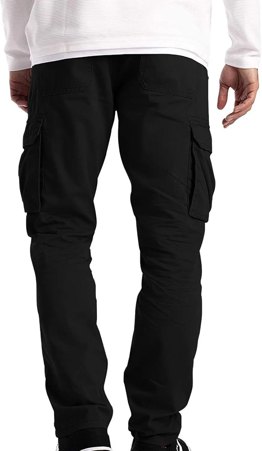 Men's Sweatpants Open Bottom Stretch Drawstring Elastic Waist Workout Pants Pockets Lightweight Running Athletic Pant