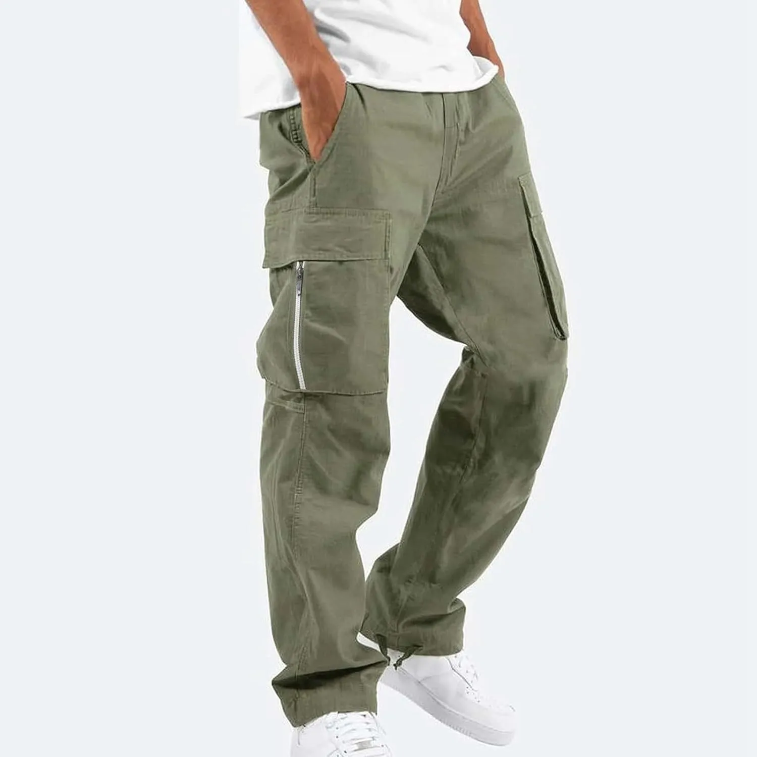 Men's Sweatpants Open Bottom Stretch Drawstring Elastic Waist Workout Pants Pockets Lightweight Running Athletic Pant