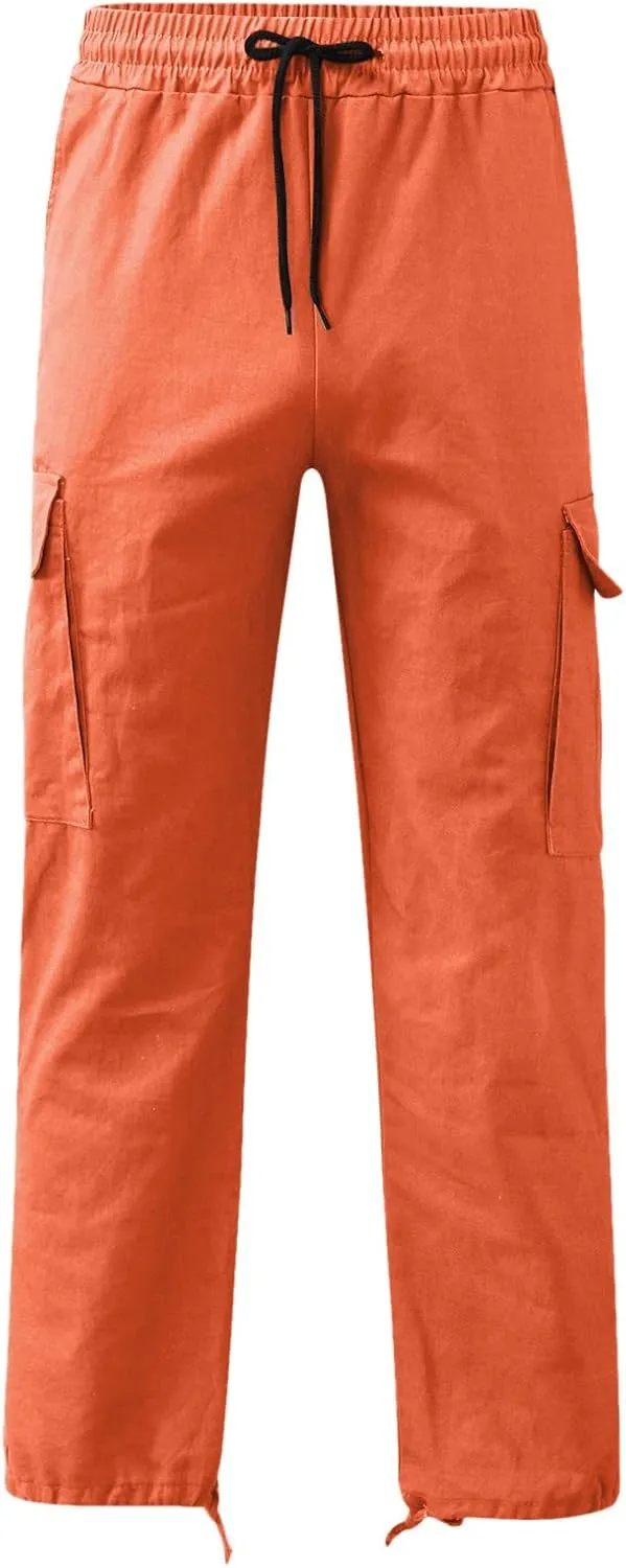 Men's Sweatpants Open Bottom Stretch Drawstring Elastic Waist Workout Pants Pockets Lightweight Running Athletic Pant