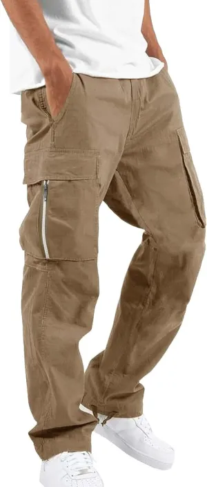 Men's Sweatpants Open Bottom Stretch Drawstring Elastic Waist Workout Pants Pockets Lightweight Running Athletic Pant