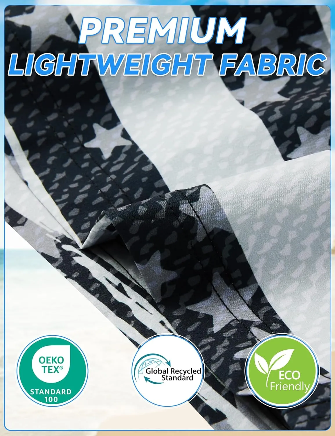 Mens Swim Trunks 8 inch Inseam Mesh Liner Quick-Dry Lightweight 4-Way Stretch Bathing Suit Swimming Trunks for Men UPF 50 