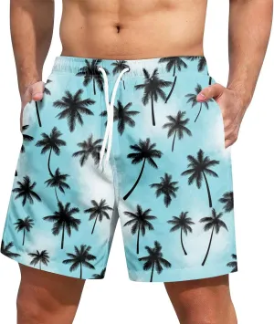 Men's Swim Trunks Compression Shorts Men Printed Swimwear Fishing Stretch Travel Tropical Dissolving Beach Lightweight