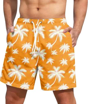 Men's Swim Trunks Compression Shorts Men Printed Swimwear Fishing Stretch Travel Tropical Dissolving Beach Lightweight