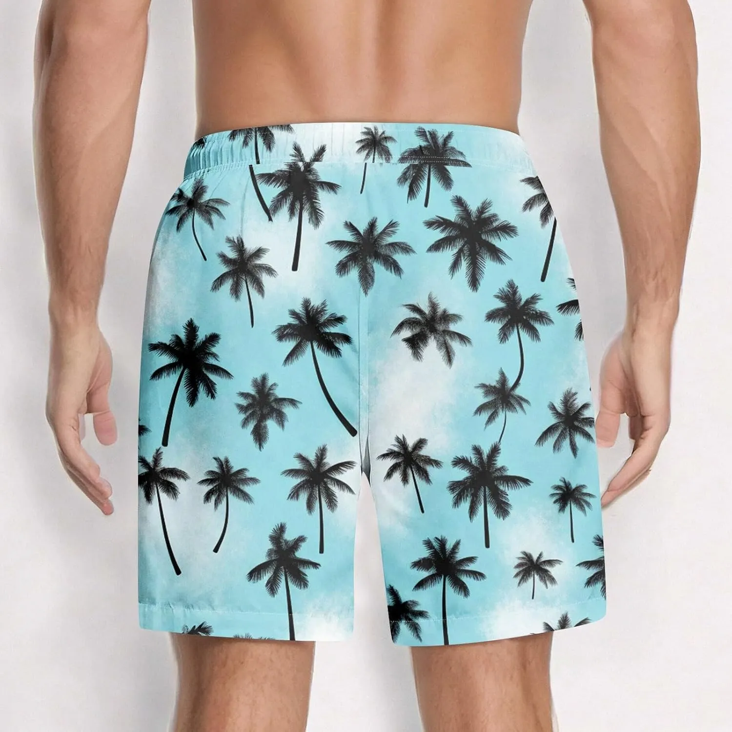 Men's Swim Trunks Compression Shorts Men Printed Swimwear Fishing Stretch Travel Tropical Dissolving Beach Lightweight