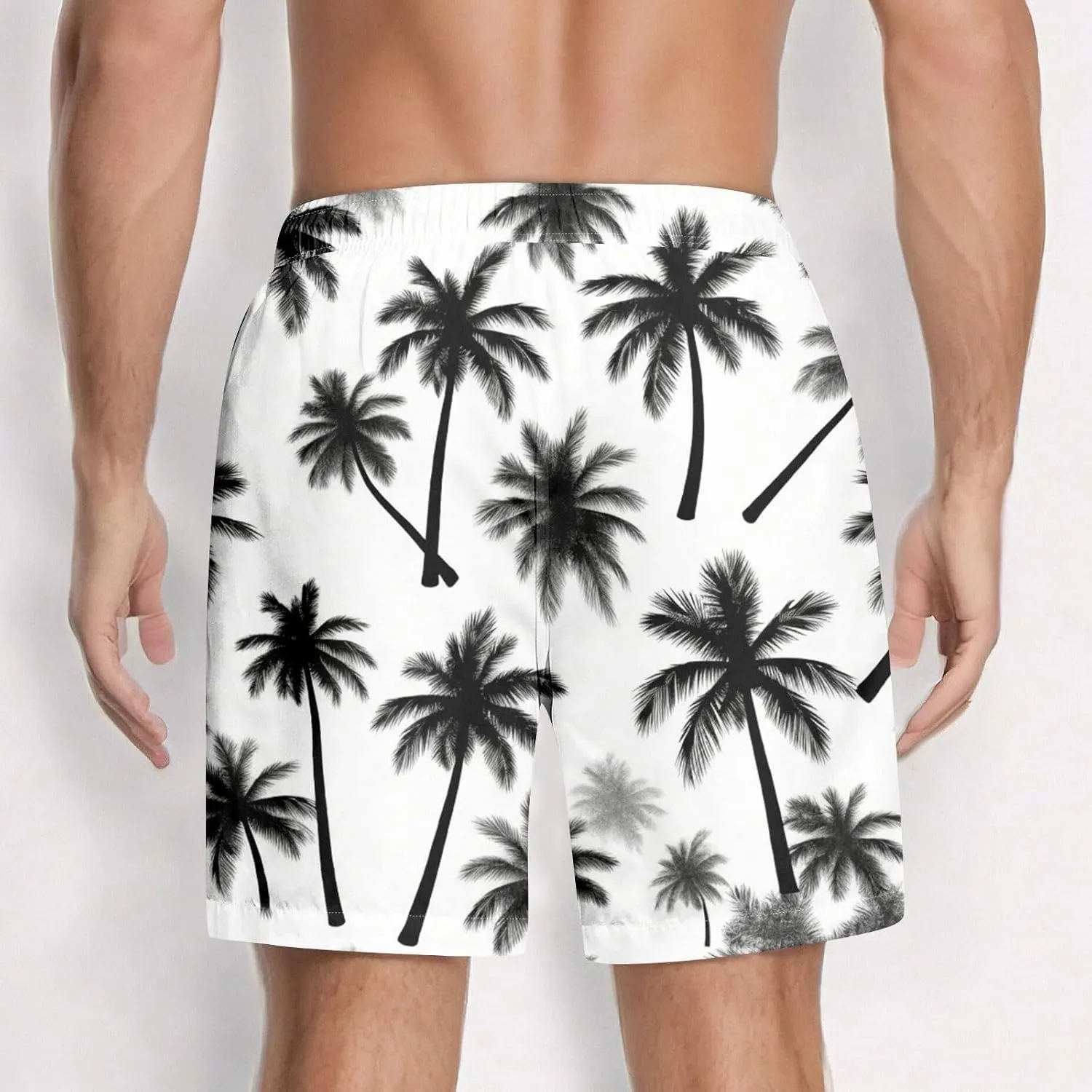 Men's Swim Trunks Compression Shorts Men Printed Swimwear Fishing Stretch Travel Tropical Dissolving Beach Lightweight